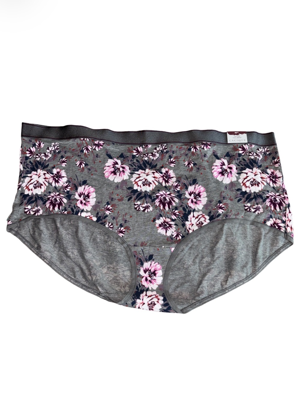 3/$25 Lane Bryant CACIQUE Cotton Full Brief in Gray Floral sz 26/28